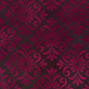 Classic Tile Ornament Pattern Burgundy Crimson Oxblood Red