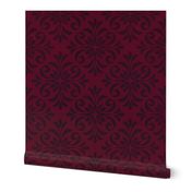 Classic Tile Ornament Pattern Burgundy Crimson Oxblood Red II