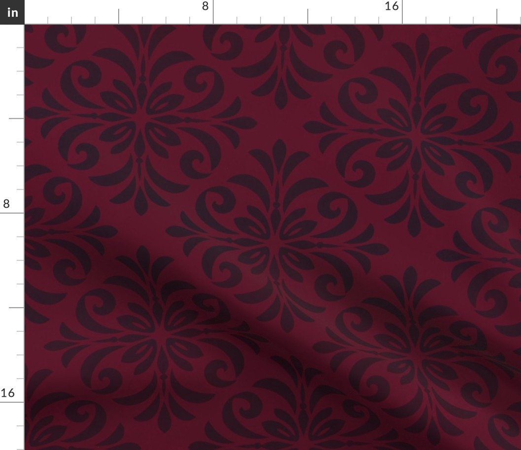 Classic Tile Ornament Pattern Burgundy Crimson Oxblood Red II