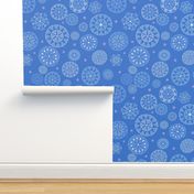 Geometric Snowflakes - blue, lavender and white Lg.