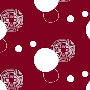 Burgundy circles and dots / large