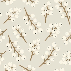 Winter berry branches - Cream and Gold Med.