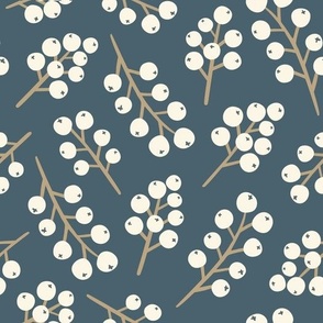 Winter Berry Branches - Slate Blue Gray Med.