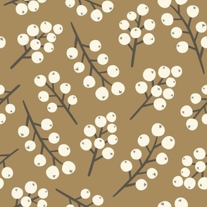 Winter berry branches - Gold and Cream Med.