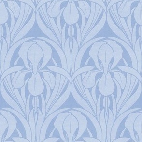 1880 Vintage Art Nouveau Irises in Light Wedgewood Blue - Coordinate