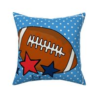 18x18 Panel Team Spirit Football and Stars in Tennessee Titans Colors Blue Navy and Red for DIY Throw Pillow Cushion Cover or Tote Bag