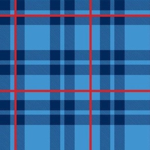 Bigger Scale Team Spirit Football Plaid in Tennessee Titans Colors Blue Navy and Red