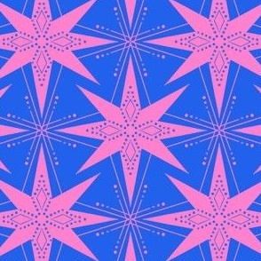 Preppy Christmas Star Blue Pink