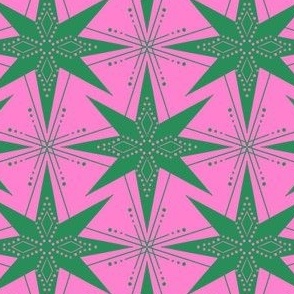 Preppy Christmas Star Pink Green