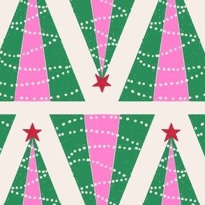 Preppy Christmas Tree Green Pink 