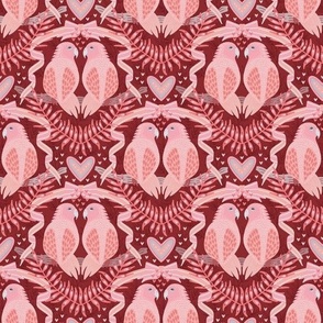 Valentine’s Love Birds // medium // birds, love, hearts, red, pink