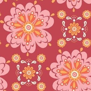 Mandala Floral in Pink on Plum