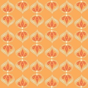 Rani Paisley in Coral and White on Tangerine