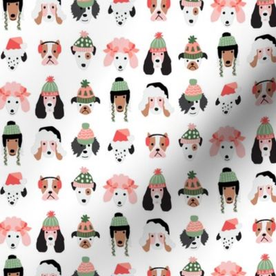 Christmas Holiday Puppy Dogs in Cute Santa Winter Hats - 1 inch