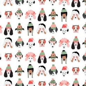 Christmas Holiday Puppy Dogs in Cute Santa Winter Hats - 3/4 inch