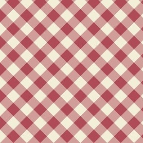 Small-Christmas diagonal Gingham-Dusty red & cream