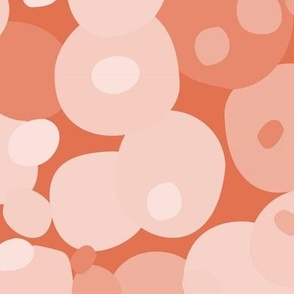 410 - Large scale  monochrome apricot peach orange geometric organic irregular hand cut wonky bubbles in graphic bokeh  style for curtains, table runners, table cloths and duvet covers.