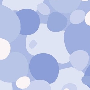 410 - Large scale powder cornflower blue monochromatic geometric organic irregular hand cut wonky bubbles in graphic bokeh style for curtains, table runners, table cloths and duvet covers.