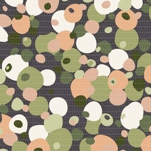 410 - Small scale modern camo green, khaki, tan, forest floor camouflage palette geometric organic irregular hand cut wonky bubbles in graphic style for patchwork and quilting, table runners, reusable eco napkins and unisex kids apparel. irregular hand cu