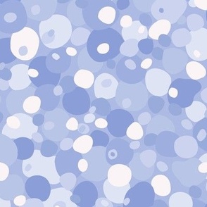 410 - Small scale powder cornflower blue monochromatic geometric organic irregular hand cut wonky bubbles in graphic style for patchwork and quilting, table runners, reusable eco napkins and unisex kids apparel.