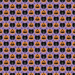 black cat jackolantern on light purple small