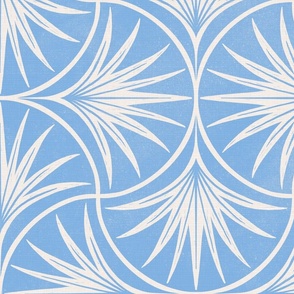Blue Coastal Palm Block Print Geometric - Jumbo - Coastal Grandmother, Beach House, Tropical Blue