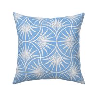 Blue Coastal Palm Block Print Geometric - Large - Coastal Grandmother, Beach House, Tropical Blue