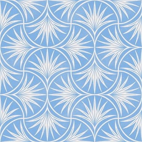 Blue Coastal Palm Block Print Geometric - Large - Coastal Grandmother, Beach House, Tropical Blue