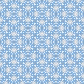 Blue Coastal Palm Block Print Geometric - Medium - Coastal Grandmother, Beach House, Tropical Blue