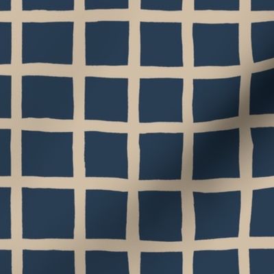 Small window pane check taupe navy