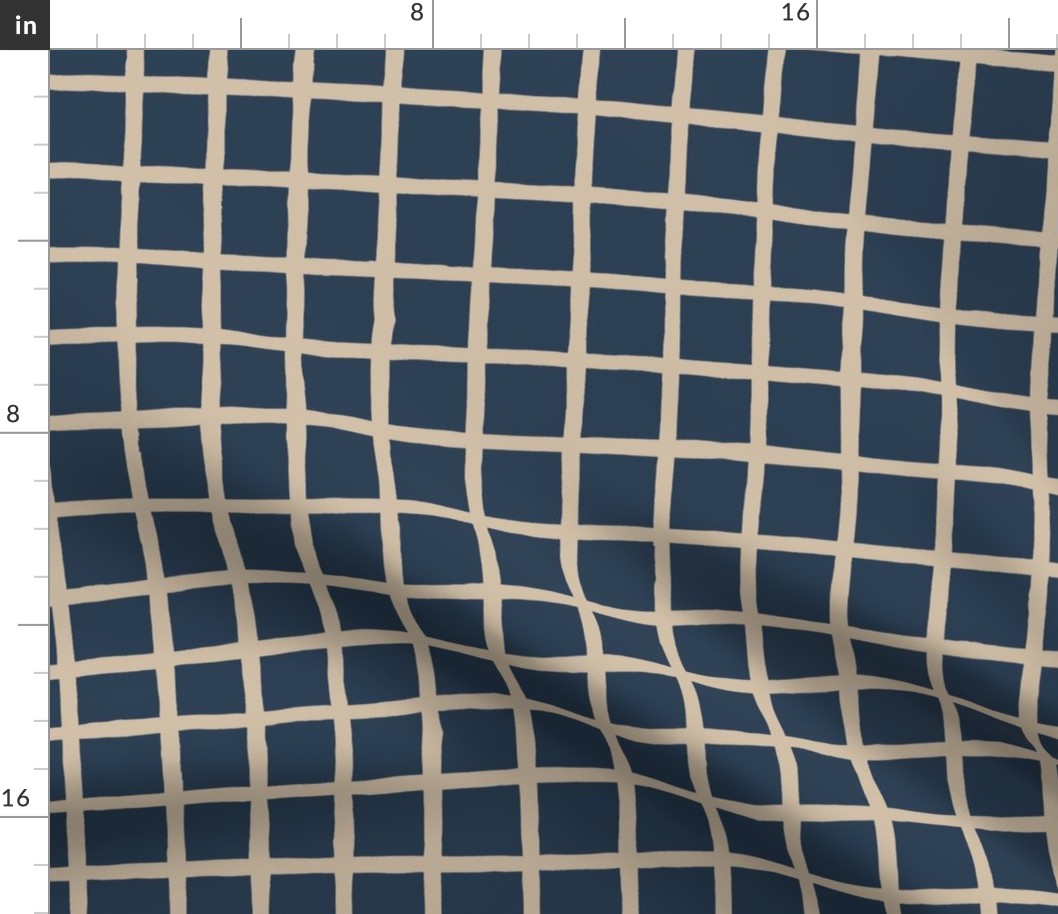 Small window pane check taupe navy