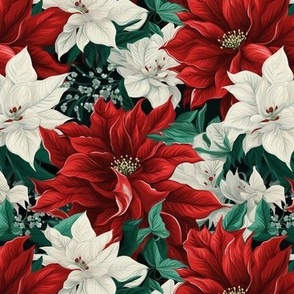 Romantic Poinsettia Garden in Red, Green, and White