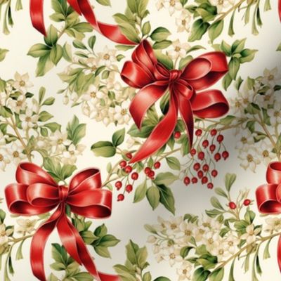 Victorian Christmas Bows and Berry Floral Sprays
