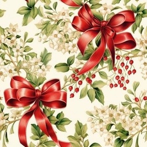 Victorian Christmas Bows and Berry Floral Sprays