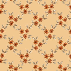 Natural Poinsettia lattice  – cream,  off white, brown, yellow and orange  // Medium scale