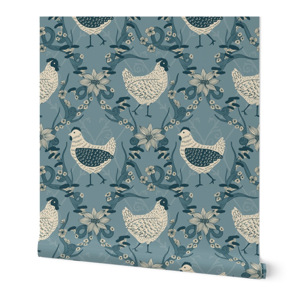 Whimsical Chicken Wallpaper - French Country