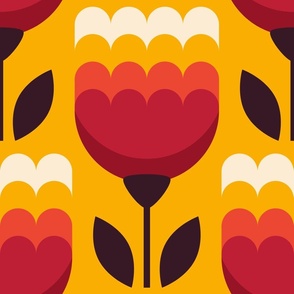 2768 A Extra Large - Midcentury tulips, yellow red