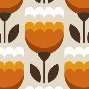 2768 B Medium - Midcentury tulips, brown