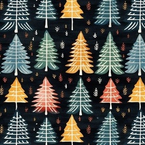 Spruce Forest. Christmas tree. Woodland landscape with fir trees