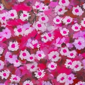 Large // Hand Painted Daisies Magenta & Pink