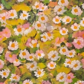 Large // Hand Painted Daisies Yellow & Pink