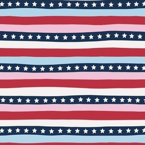 Stars and stripes 4th of July American patriot striped abstract design pink red navy blue white