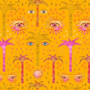 Surreal Oriental Mystic With Magic Eye Orange Medium Scale