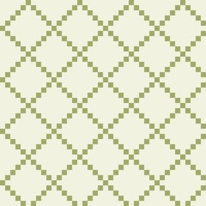 Large // Diamond Pattern Outline - olive on light green fabric + wallpaper