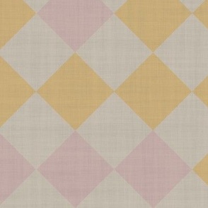 Linen Diamond Checkers in Blush Pink, Gold Soft Yellow and Cream
