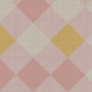 Linen Diamond Checkers in Blush Pink, Soft Yellow and Beige