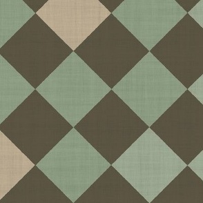 Linen Diamond Checkers in Dusty Light Blue, Beige and Grey