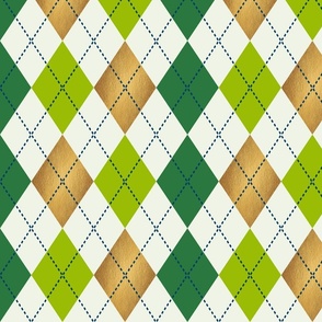 MEDIUM • RETRO CHRISTMAS KNITTED ARGYLE PATTERN • 2.  GREEN GOLD