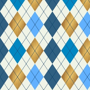 MEDIUM • RETRO CHRISTMAS KNITTED ARGYLE PATTERN • 3.  BLUE & GOLD