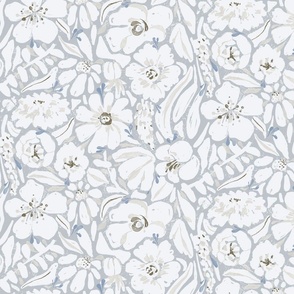 Painterly farmhouse floral  | Medium | Silver Grey